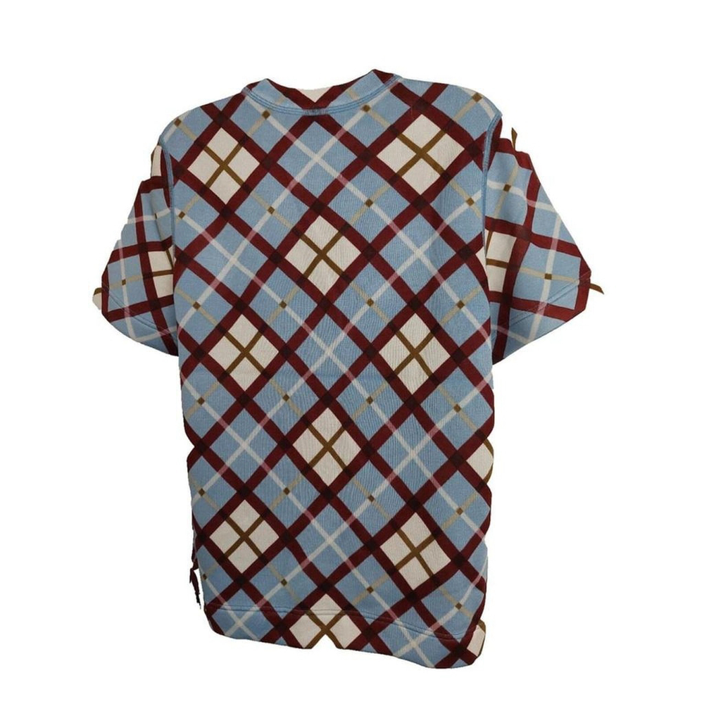 Marc by Marc Jacobs Blue Multi-color Argyle Short Sleeve Top Sz Large - Picture 3 of 8